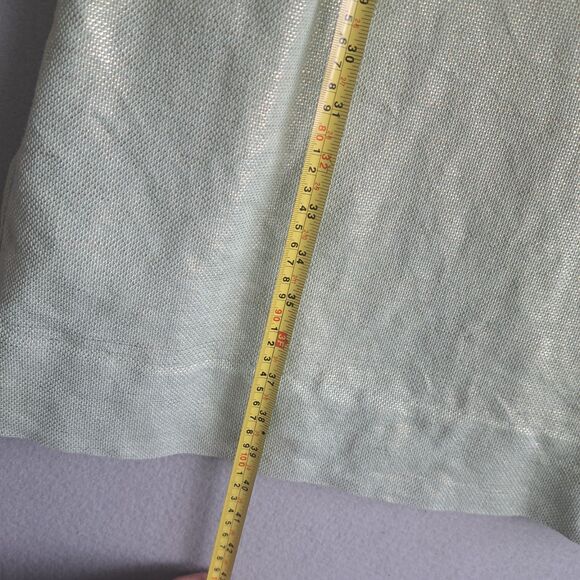 Maeve Anthropologie Shift Dress Women 14 Mint Metallic Green Linen Mentha Cutout - Picture 5 of 15